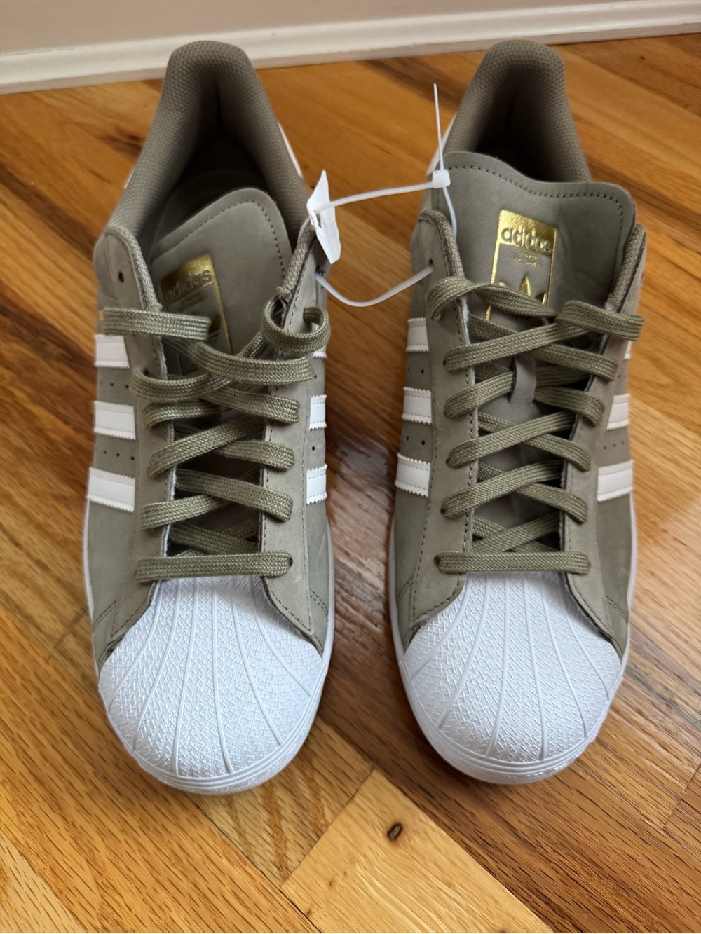 adidas green & White suede Superstar Sneakers new Mens 12.5